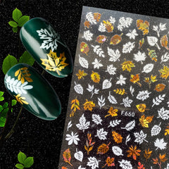 Flowers Leaves Line Autumn Winter Fall Nail Stickers Leaf Design Transfer Sliders Press on Nail Art Sticker Decals Manicures