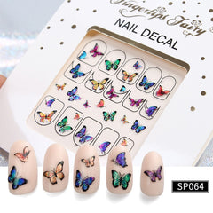 1pc 3D women butterfly nail decoration Nail Water Sticker Flower Flamingo Beauty Slider Colorful Plant Pattern Manicure Sticker