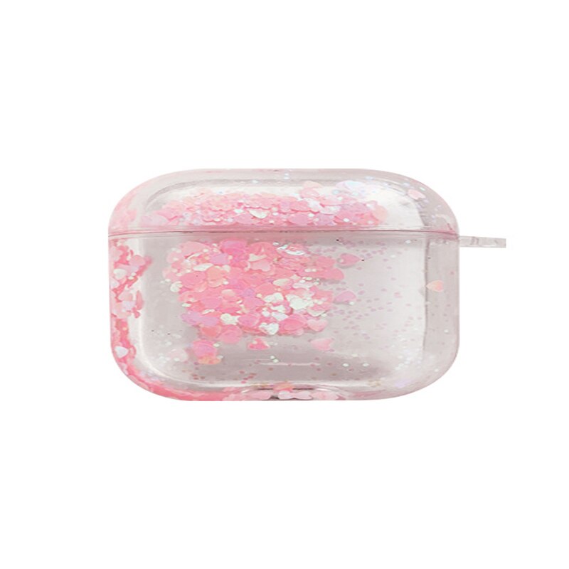 Liquid silicone quicksand pink love earphone case wireless headphone cover for airpod 3 pro cases for apple air pods 2/1 conque