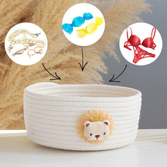 Hand Woven Storage Basket Desktop Organizer Sundries Storage Box Laundry Baskets Kids Toys Cartoon Animals Cosmetic Storage Box