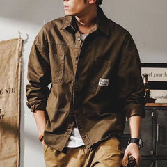 Hearujoy American heavy vintage men shirt Safari Style Long Sleeve Cotton Loose Mens Casual Shirts Spring Autumn High Quality Tops Male