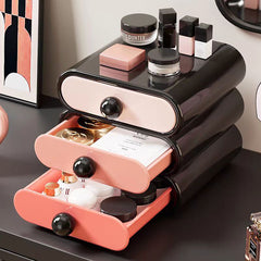 YICKYUE  -  Plastic Desk Top 3-Drawer Storage Organizer Stackable Makeup Organizer with Drawer for Vanity Lipstick Facial Mask Container