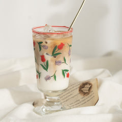 Spring Is Coming! French Romantic Rose Flower Retro Glass Goblet Tulip Glass Red Wine Glass
