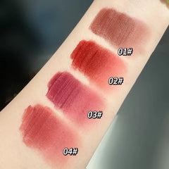 YICKYUE  -  4 Colors Matte Lip Mud Makeup Liquid Lipstick Waterproof Nude Red Brown Lip Gloss Long Lasting Non-stick Cup Sexy Women Lipgloss