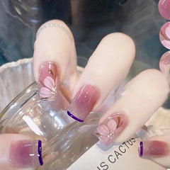 Yickyue 24pcs/box Eid Mubarak stiletto false nails with designs star moon wearable gradient artificial nails with glue full cover nails
