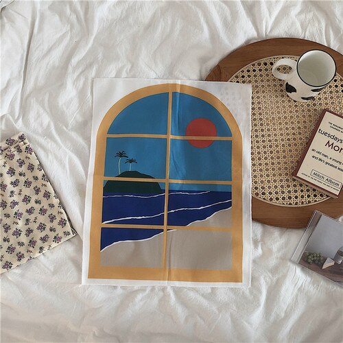 Korean Style Hanging Cloth Window Scenery Girl Romantic Retro Decoration Hanging Painting Dormitory Wall Decoration