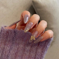 24Pcs French Nails 3D Bow False Nails Press on Nails Coffin Artificial Nails Full Cover Extra Long Nail Tips for Women Girls