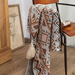 Cutelife INS Nordic Knitted Four Season Geometric Blanket TV Sofa Home Comfort Fluffy Blanket Cozy Travel Woven Wearable Blanket