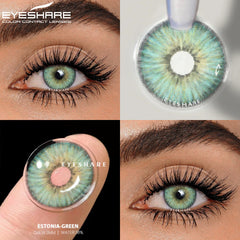 YICKYUE  -  1pair Myopia Lenses Color Contact Lenses for Eyes With Diopters Prescription Lenses Yearly Green Lenses Blue Eye Lenses