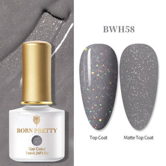 BORN PRETTY 7ml Glitter Soak Off Nail Gel Colorful Pink Purple Black White Nail Gel Polish Sequins Gel Nail Varnish for Manicure