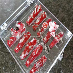 Hot Girl Style Spooky Mask Rabbit Press On Nails Y2K Handmade Halloween Fake Nail With Glue Long Coffin Acrylic False Nail Tips