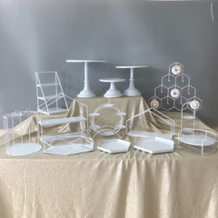 Yickyue White Dessert Table Decoration Display Stand Birthday Cake Shelf Cold Meal Tea Break Table Afternoon Tea Dim Sum Rack