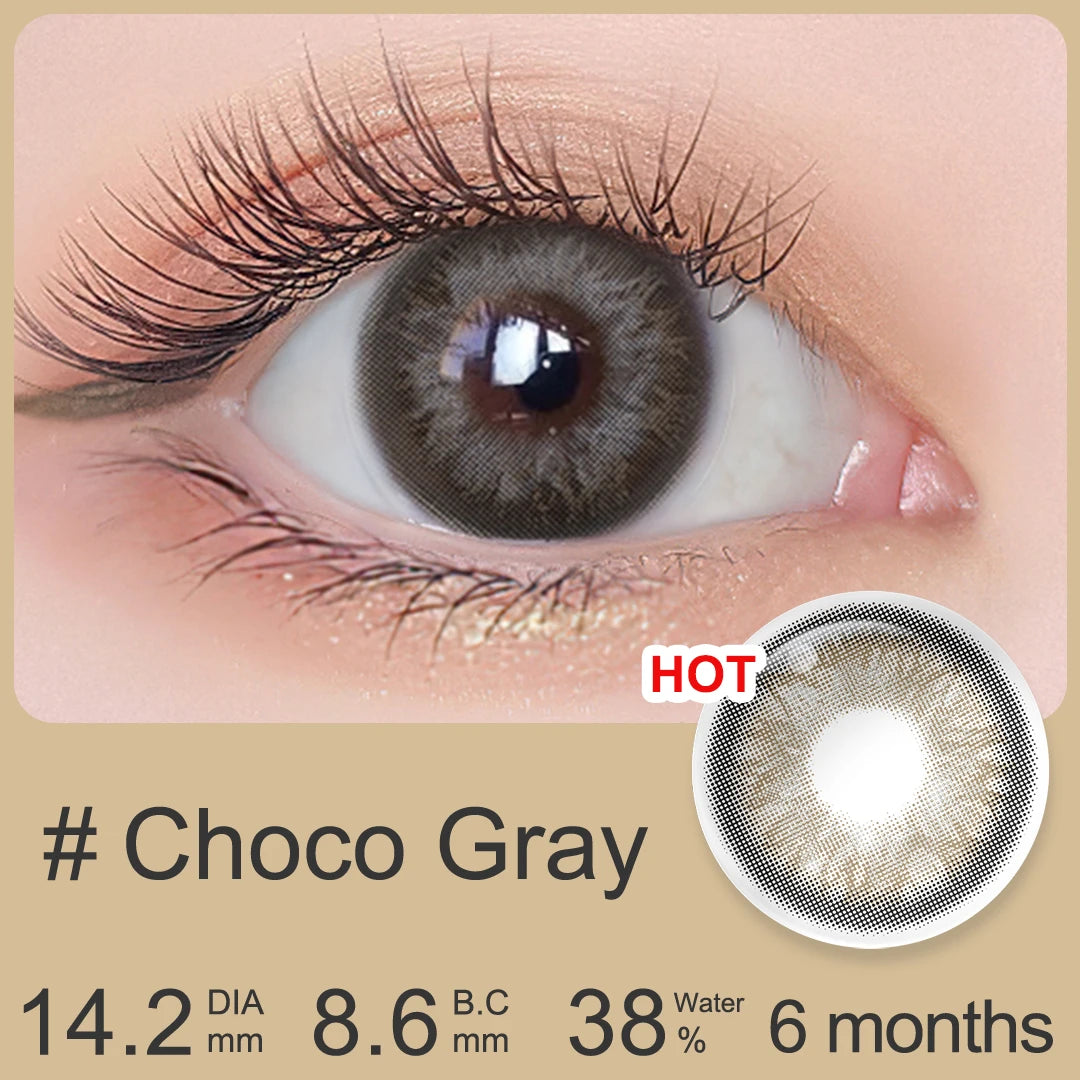 YICKYUE  Iris Color Contact Lenses Vanilla Brown & Choco Gray Inspired Circle Lenses 1 Pair 6 Months