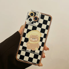 Bread bear lovely Plaid cute cartoon silicone soft phone case for iphone x xr xsmax 12 mini 11 13 promax 7 8 plus se 2020 cover