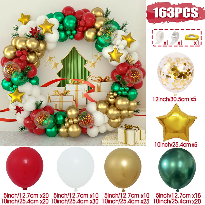 YICKYUE  -  Christmas Balloon Garland Arch Kit Merry Christmas Decoration For Home 2023 Cristmas Balloons Xmas Gifts New Year Baloon