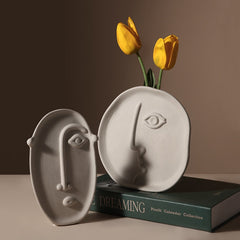 Nordic Style Modern Creative Ceramic Human Face Expression Flower Plants Pot Vase Planter Home Office Desktop Table Decor Gift