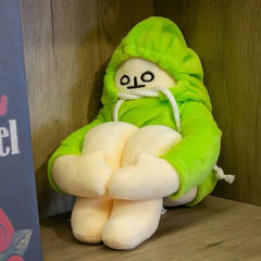 Injured Banana Man Doll Plush Toy Pose Changeable Plush Pillow White Body Dressed Yellow Hoodie Banana Shaped Doll Toys for Kids