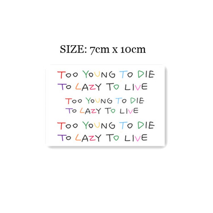 Waterproof Temporary Tattoo Sticker Cute Rainbow Colored Line Letters Body Art Fake Tattoo Flash Tattoo Arm Female Male