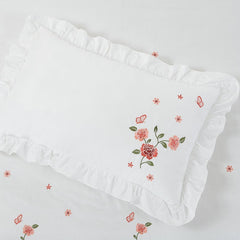 Cilected 100% Cotton White Embroidered Pillowcase Ins Princess Style Lotus Leaf Lace Pillow Core Cover Cushion Cover Decoration