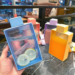 New Square Plastic Water Bottle With Straw Summer Flat Sport BPA Free Brief Portable Travel Bicycle Juice Milk Drinking Bottles