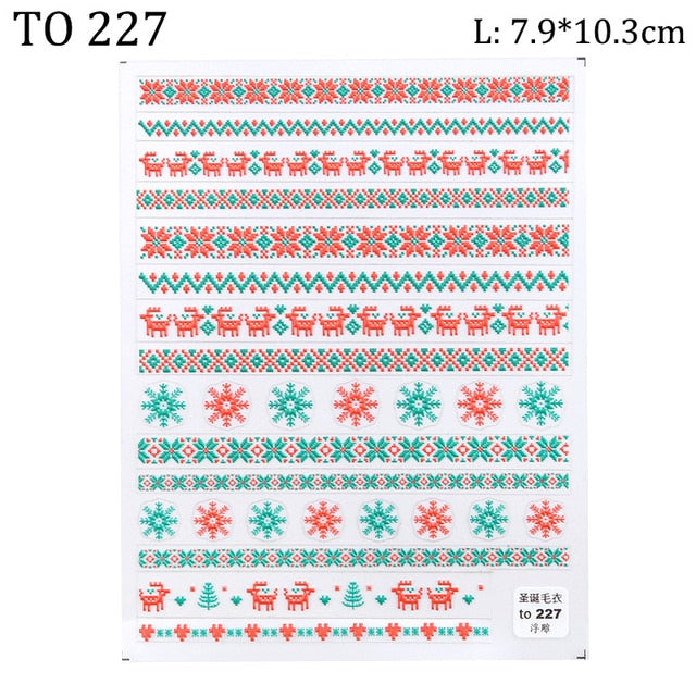 5D Sweater Nail Sticker Acrylic Engraved Winter Charm Designs Beauty Cloth Christmas Patterns Nails Art Decoration Tools