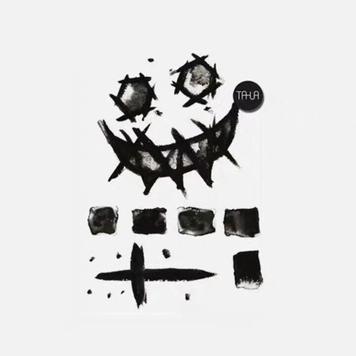 2PC Black Clown Temporary Tattoo Stickers Block Hand Finger Fake Tatoo For Men Funny Face Decals Grimace