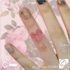 YICKYUE  -  Cute Pink Bowknot Temporary Tattoo Art Lasting Fake Tattoo for Woman Romantic Tattoo Sticker Waterproof Tatuajes Temporales