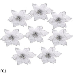 5pcs Gold Silver 13cm Big Silk Flower Head Artificial Flower For DIY Christmas Tree New Year Home Decoration adornos de navidad