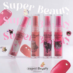 Yickyue New FLORETTE Lipsticks Cute Cat Jelly Lip Glaze Moisturizing Lasting Sexy Mirror Lip Gloss Korean Lip Tint Girls Beauty Makeup