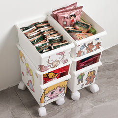 Yickyue Simple Storage Rack Snack Sundries Rack Can Be Superimposed with Pulley Cartoon Toy Stickers Pet Supplies Household Trolley