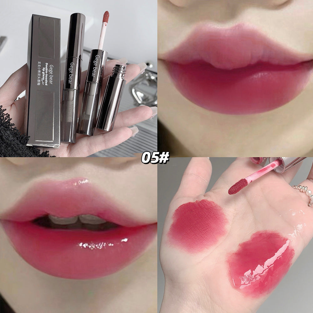 YICKYUE  -  Double Head Transparent Mirror Lip Gloss Velvet Matte Sexy Red Liquid Lipstick Waterproof Lasting Lips Korean Makeup Cosmetics
