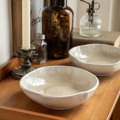 YICKYUE  -  [Ice-Cracked Ceramic Bowl] Unique 7.5-Inch Ceramic Bowl - Ice-Cracked Glaze, Retro Irregular Shape, Perfect for Salads, Appetizers & Japanese Ramen, White Textured Design for Stylish Dining