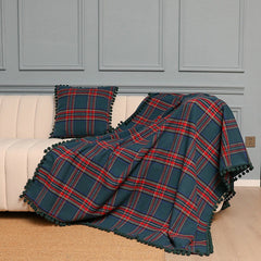Yickyue Nordic Style Striped Plaid Blanket with Pompom Ball 120x150cm Autumn Winter Geometric Lattice Shawls Sofa Bed Throw Blankets