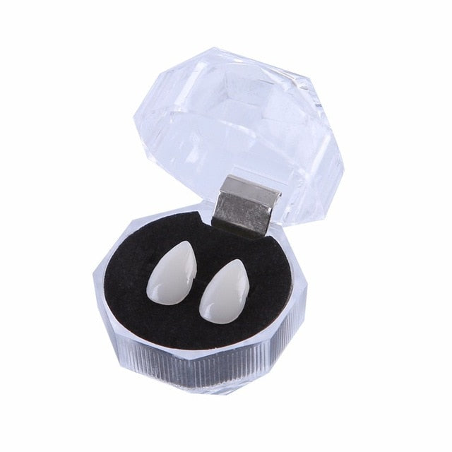 2pcs Vampire Teeth Fangs Toys Safe Resin Box Packed Halloween Fangs Dentures Teeth Cosplay Party Props Decoration Kid Adult Toys