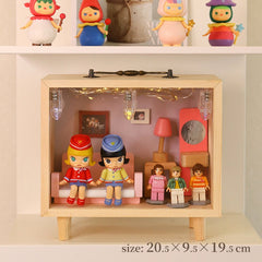 Wooden Transparent Display Case for Pop Mart Blind Box Collectible Figures Toys Dolls Storage Box Artcrafts Ornament Storage Bin