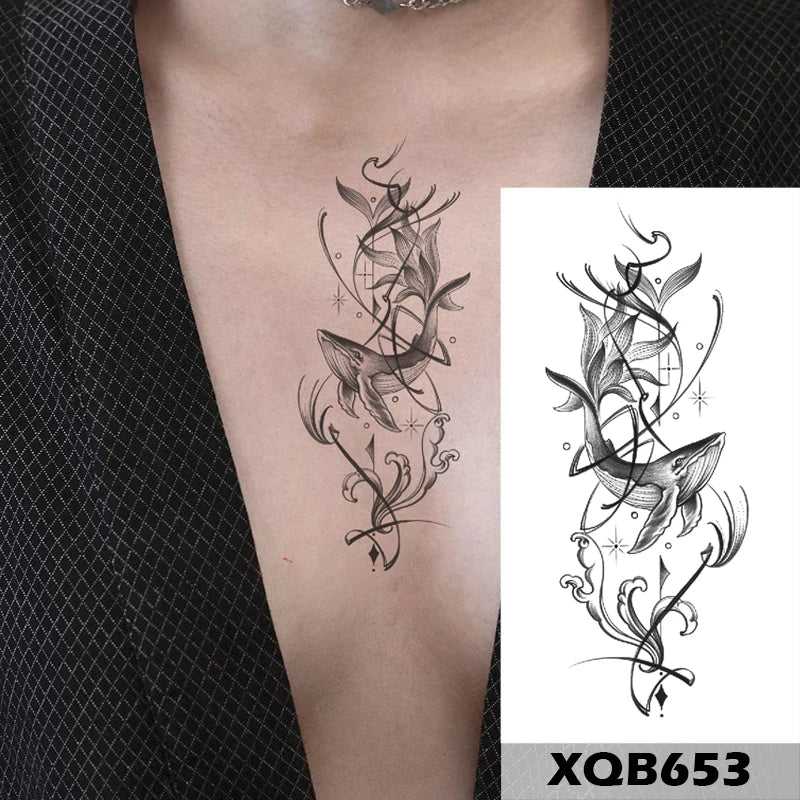 YICKYUE  -  Long Lasting Wolf Totem Black Waterproof Temporary Tattoo Body Art Arm Sticker for Women Men and Girl