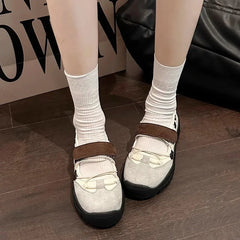 YICKYUE  -  Women's Retro Style Shallow Mouth Casual Mary Jane Autumn New Fashion Versatile Comfortable Thick Soled Sports Single Shoes