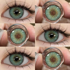 YICKYUE  -  1Pair Fashion Color Contact Lenses With Prescription Myopia Lenses Green Lenses Blue Eye Lens Yearly Use Eye Contacts