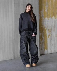 Hearujoy  90s Streetwear Streetwear Retro Harajuku Multi Pocket Blue Slouchy Gothic High Waist Wide Leg Trousers Men Women Baggy Jeans Y2K Pants Hip Hop