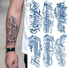 YICKYUE  -  8Pcs/lot Juice Ink Temporary Tattoo Sticker Semi-Permanent 15Days Long Lasting Fake Tattoos Waterproof Arm Sleeve Women Men Body