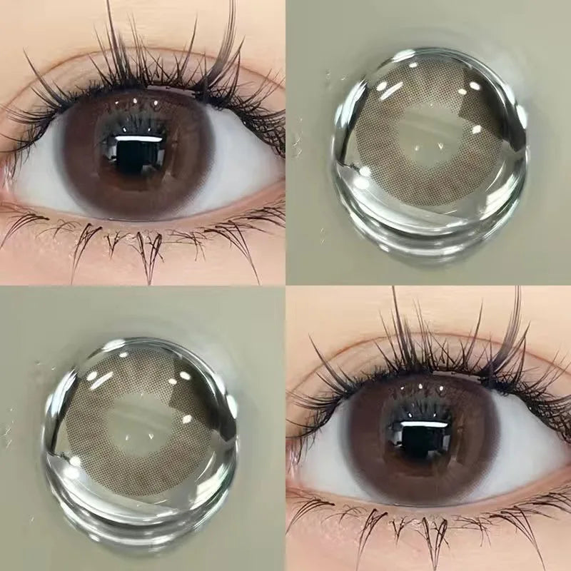 YICKYUE  -  1 Pair Korean Pink Lenses Colored Contact Lenses with Degree Myopia Lenses Natural Fashion Lenses New Free Shipping