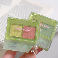 YICKYUE  -  Two Color Eye Shadow Plate Pearlescent Matte Beginner Small Portable Pure Mint Green Cut Eye Makeup Summer Cosmetics