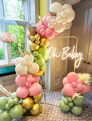 YICKYUE  -  Sage Green Pink Balloon Garland Arch Kit Sand White Metallic Gold Baby Shower Jungle Safari Birthday Woodland Party Decoration