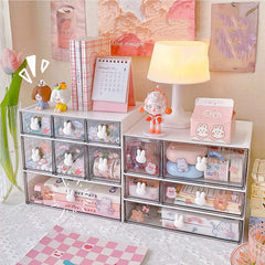 Yickyue Kawaii Drawer Desktop Storage Box With Sticker Cute Student Storage Pen Holder Desk Stationery Small Items Organizing Container