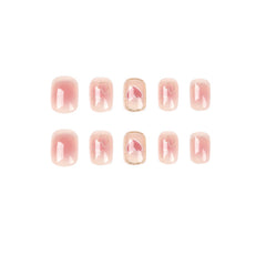 YICKYUE  24pcs Press White Nail Tips  Nails Press on  French Temperamental  Press on Acrylic Nails Cheek Red Nail Art  Nail Tips