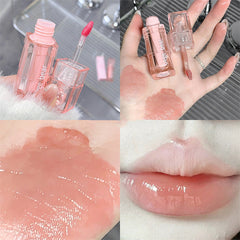 YICKYUE  -  Transparent Water Glossy Cute Bear Lip Gloss Red Mirror Jelly Liquid Lipstick Moisturizing Long-lasting Lip Tint Stain Cosmetics