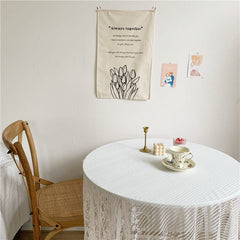 Korean Style Niche Flower Letter Tulip Hanging Cloth Outdoor Simple Chic Napkin Background Cloth Shooting Props