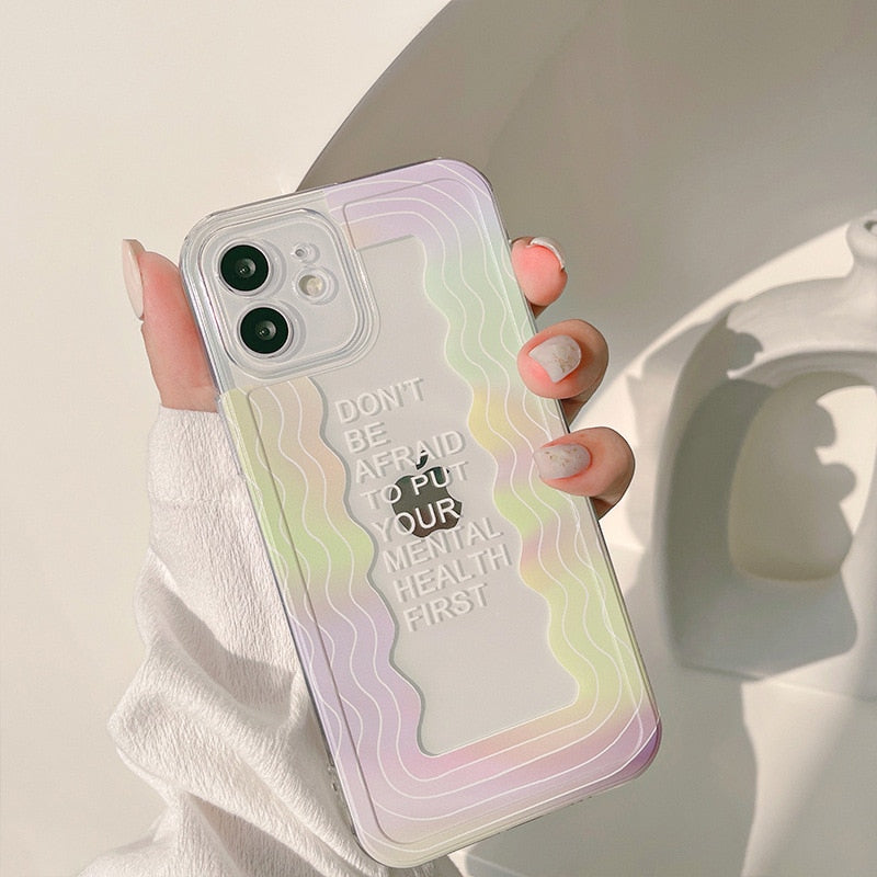 Colorful Wave pattern rainbow cute phone case for iphone 7 8 xs max x xr 12 mini 11 pro max lovely cover women gril funda shell