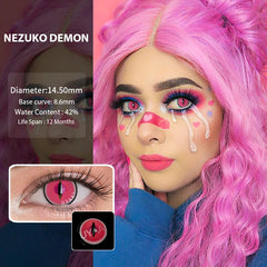 YICKYUE    2Pcs/Pair Color contact lenses Cosplay Anime accessories Lenses anime White lenses Nezuko Pink Lens Halloween Eye Contact