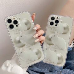Cool rabbit cute cartoon silicone cover for iphone 12 11 pro max mini 8 plus xs max 7 x xr lovely bunny cover capa shell